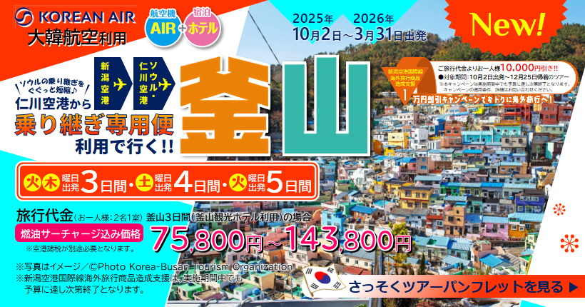 新潟トラベル釜山3～5日間