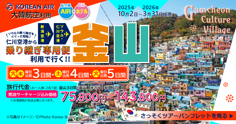 新潟トラベル釜山3～5日間